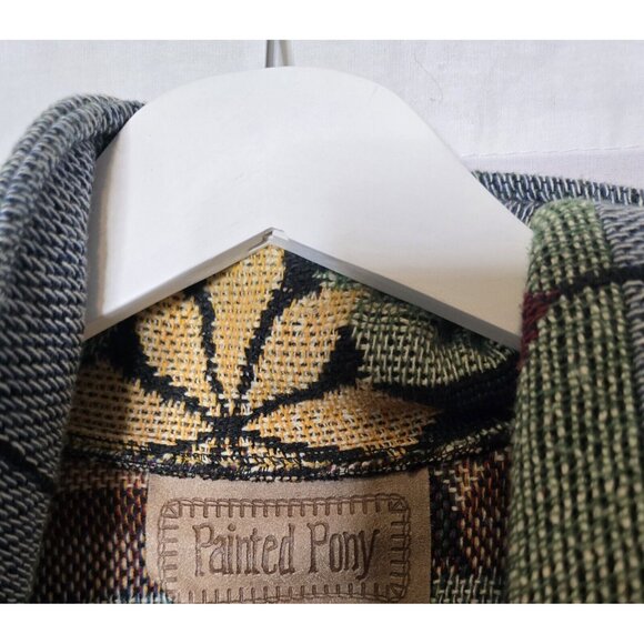 Vintage Painted Pony Southwest Aztec Tapestry Coat Size Small Women’s - Picture 6 of 15